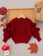 Ponpon kız çocuk kazak